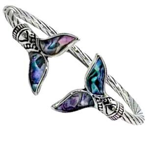 Mermaid or Whale Tail Bangle - Abalone Shell Handmade Bracelet